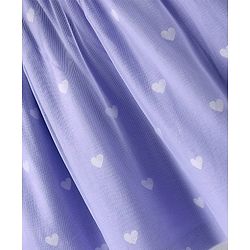 Babyhug Cotton Knit Half Sleeves Bear & Floral Printed Frock With Bloomer & Headband - Purple