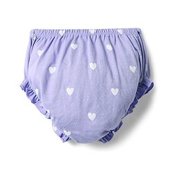 Babyhug Cotton Knit Half Sleeves Bear & Floral Printed Frock With Bloomer & Headband - Purple