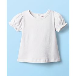 Babyhug Cotton Knit Half Sleeves T-Shirt & Frock With Floral Print & Bow Applique - Purple