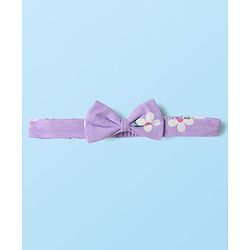 Babyhug Cotton Knit Half Sleeves T-Shirt & Frock With Floral Print & Bow Applique - Purple