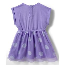 Babyhug Cotton Knit Half Sleeves Frock with Sling Bag & Polka Dot Print - Purple