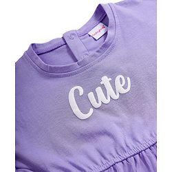 Babyhug Cotton Knit Half Sleeves Frock with Sling Bag & Polka Dot Print - Purple