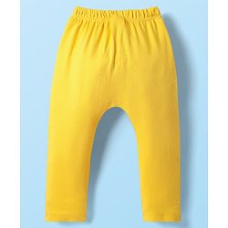 Babyhug Cotton Knit Full Length Diaper Leggings With Stripes & Dino Print Pack Of 3 - Yellow Light Blue & White