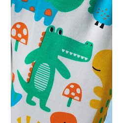 Babyhug Cotton Knit Full Length Diaper Leggings With Stripes & Dino Print Pack Of 3 - Yellow Light Blue & White