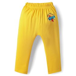 Babyhug Cotton Knit Full Length Diaper Leggings With Stripes & Dino Print Pack Of 3 - Yellow Light Blue & White