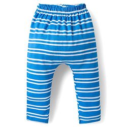 Babyhug Cotton Knit Full Length Diaper Leggings With Stripes & Dino Print Pack Of 3 - Yellow Light Blue & White