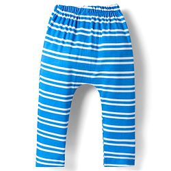Babyhug Cotton Knit Full Length Diaper Leggings With Stripes & Dino Print Pack Of 3 - Yellow Light Blue & White