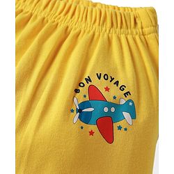 Babyhug Cotton Knit Full Length Diaper Leggings With Stripes & Dino Print Pack Of 3 - Yellow Light Blue & White