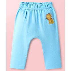 Babyhug Cotton Knit Full Length Diaper Pants With Animals Print Pack Of 3 - Navy Blue White & Light Blue