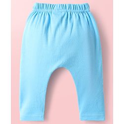Babyhug Cotton Knit Full Length Diaper Pants With Animals Print Pack Of 3 - Navy Blue White & Light Blue