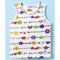 Babyhug 100% Cotton Sleeveless Text Printed Sando & Shorts Set - Multicolour