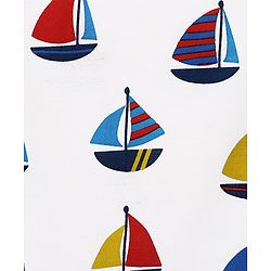 Babyhug 100% Cotton Sleeveless Nautical Printed Sando & Shorts Set - Blue & White
