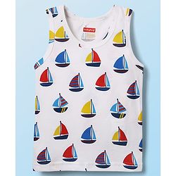 Babyhug 100% Cotton Sleeveless Nautical Printed Sando & Shorts Set - Blue & White