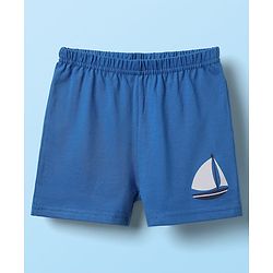Babyhug 100% Cotton Sleeveless Nautical Printed Sando & Shorts Set - Blue & White