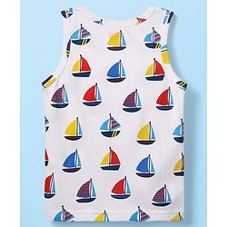Babyhug 100% Cotton Sleeveless Nautical Printed Sando & Shorts Set - Blue & White