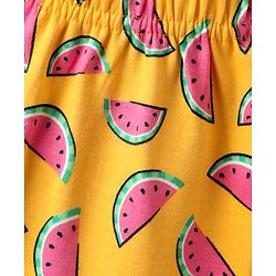 Babyhug Cotton Knit Full Length Daiper Leggings with Tropical Theme Print Pack of 3 - Yellow White & Pink