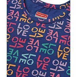 Babyhug 100% Cotton Single Jersey Knit Sleevelss Sando & Shorts Set With Text Print - Navy Blue & Pink