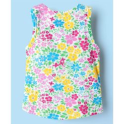 Babyhug 100% Cotton Sleeveless Floral Printed Sando & Shorts Set - Multicolor