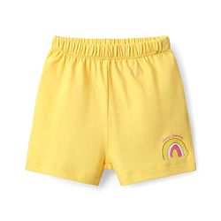 Babyhug 100% Cotton Single Jersey Knit Sleeveless Sando & Shorts Set with Rainbow & Star Print - Pink & Yellow