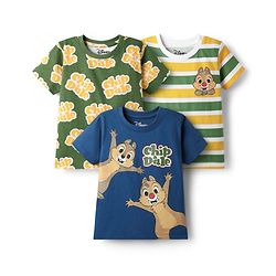 Babyhug Disney Cotton Knit Half Sleeves T-Shirts With Chip n Dale Graphic Pack Of 3 - Navy Blue & Green