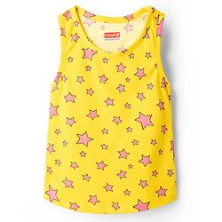 Babyhug 100% Cotton Sleeveless Star Printed Sando & Shorts Set - Yellow & Pink