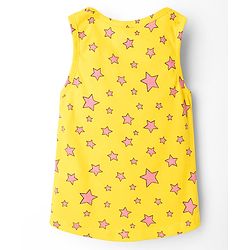 Babyhug 100% Cotton Sleeveless Star Printed Sando & Shorts Set - Yellow & Pink