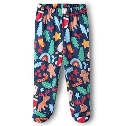 Babyhug Cotton Knit Full Length Bootie Leggings With Stripes & Christmas Theme Print Pack Of 3 - Multi Colour