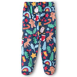 Babyhug Cotton Knit Full Length Bootie Leggings With Stripes & Christmas Theme Print Pack Of 3 - Multi Colour