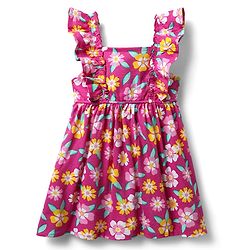 Babyhug Cotton Knit Frill Sleeves Frock With Floral Print & Bloomer - Fuchsia