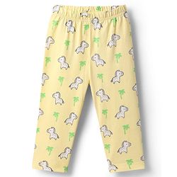 Babyhug Cotton Knit Half Sleeves Front Open Co-ords Night Suit with Zebra Print - Yellow