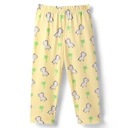 Babyhug Cotton Knit Half Sleeves Front Open Co-ords Night Suit with Zebra Print - Yellow