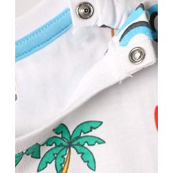 Babyhug Terry Knit Half Sleeves Beach Theme Printed T-Shirt & Shorts Set - White & Navy Blue