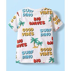 Babyhug Terry Knit Half Sleeves Beach Theme Printed T-Shirt & Shorts Set - White & Navy Blue