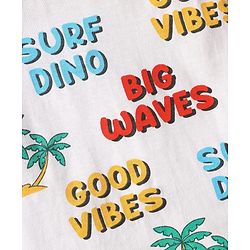 Babyhug Terry Knit Half Sleeves Beach Theme Printed T-Shirt & Shorts Set - White & Navy Blue