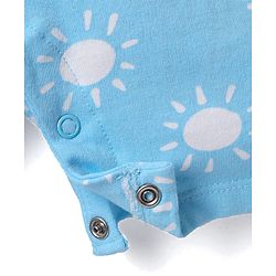 Babyhug Disney Single Jersey Knit Half Sleeves T-Shirt & Dungaree Set With Mickey Mouse Graphics And Pocket Detailing - Light Blue & Red