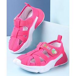 Cute Walk by Babyhug Velcro Closure Sandals with Baby Print - Fuchsia