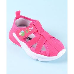 Cute Walk by Babyhug Velcro Closure Sandals with Baby Print - Fuchsia