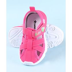 Cute Walk by Babyhug Velcro Closure Sandals with Baby Print - Fuchsia