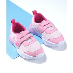 Cute Walk by Babyhug Sneaker Shoes With Velcro Closure & Floral Print - Pink