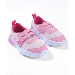 Cute Walk by Babyhug Sneaker Shoes With Velcro Closure & Floral Print - Pink