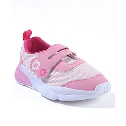 Cute Walk by Babyhug Sneaker Shoes With Velcro Closure & Floral Print - Pink