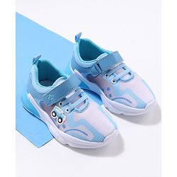 Cute Walk by Babyhug Velcro Closure Sneaker Shoes with Vehicle Patch - Blue