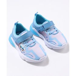 Cute Walk by Babyhug Velcro Closure Sneaker Shoes with Vehicle Patch - Blue
