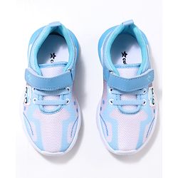 Cute Walk by Babyhug Velcro Closure Sneaker Shoes with Vehicle Patch - Blue