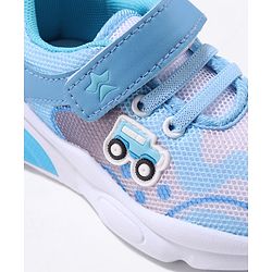 Cute Walk by Babyhug Velcro Closure Sneaker Shoes with Vehicle Patch - Blue
