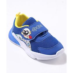 Cute Walk by Babyhug Velcro Closure Sneaker Shoes with Space Theme Print - Blue