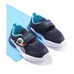 Cute Walk by Babyhug Velcro Closure Sneaker Shoes with Space Theme Print - Blue