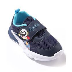 Cute Walk by Babyhug Velcro Closure Sneaker Shoes with Space Theme Print - Blue