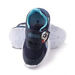Cute Walk by Babyhug Velcro Closure Sneaker Shoes with Space Theme Print - Blue