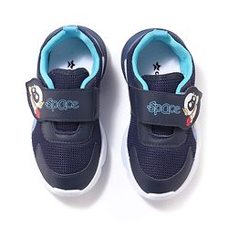 Cute Walk by Babyhug Velcro Closure Sneaker Shoes with Space Theme Print - Blue